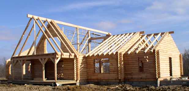Log Home Under Construction