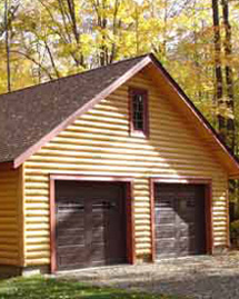 Garage built with Log Siding